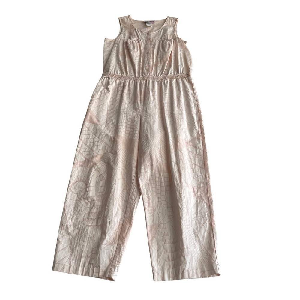 Young Hawaii for‎ Liberty House VTG Hawaii Made Geometric Pink Cotton Jumpsuit L